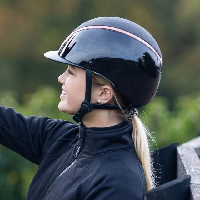 EQX Kylo Sparkly Riding Hat - Black Glossy/Rose Gold - Image 4